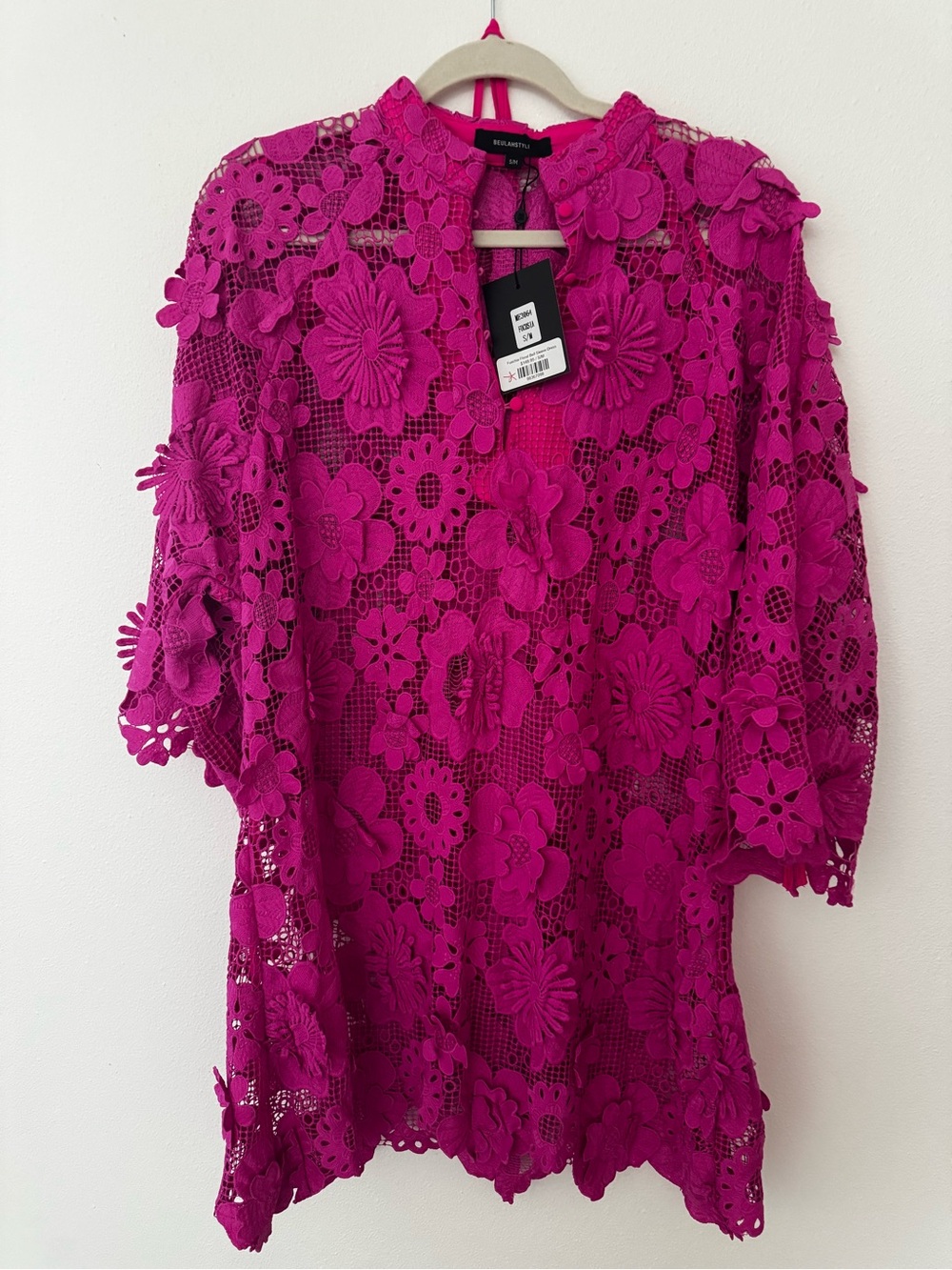Beulah Fuchsia Floral Crochet Tunic
